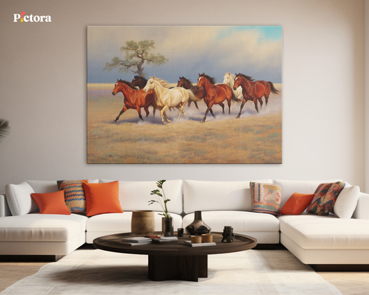 7 running horses Canvas Painting (A002).