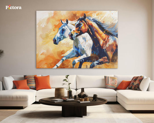Horses Canvas Painting (A007).