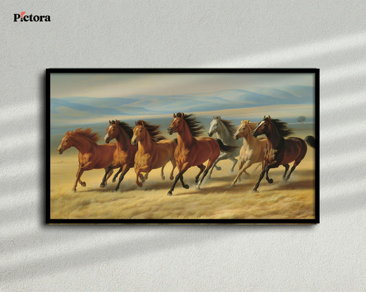 7 running horses Canvas Painting (A003).