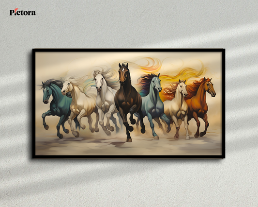 7 running horses Canvas Painting (A001).