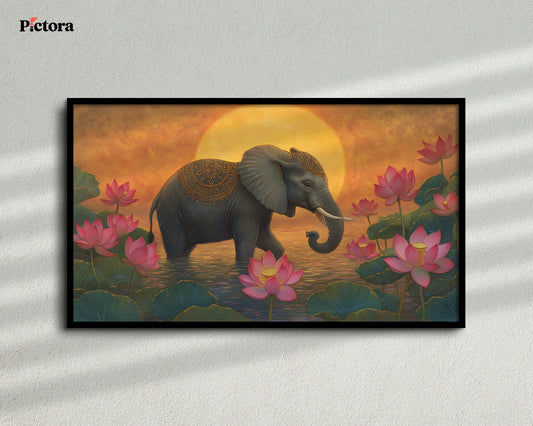 Royal Elephant Canvas Painting (A018).