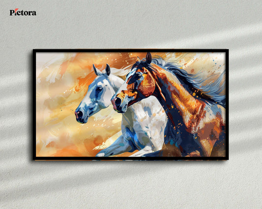 Horses Canvas Painting (A007).