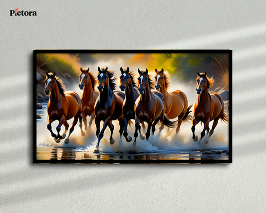 7 running horses Canvas Painting (A006).