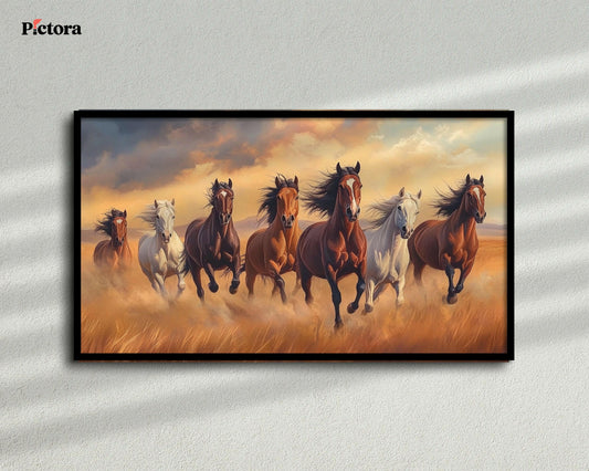 7 running horses Canvas Painting (A005).