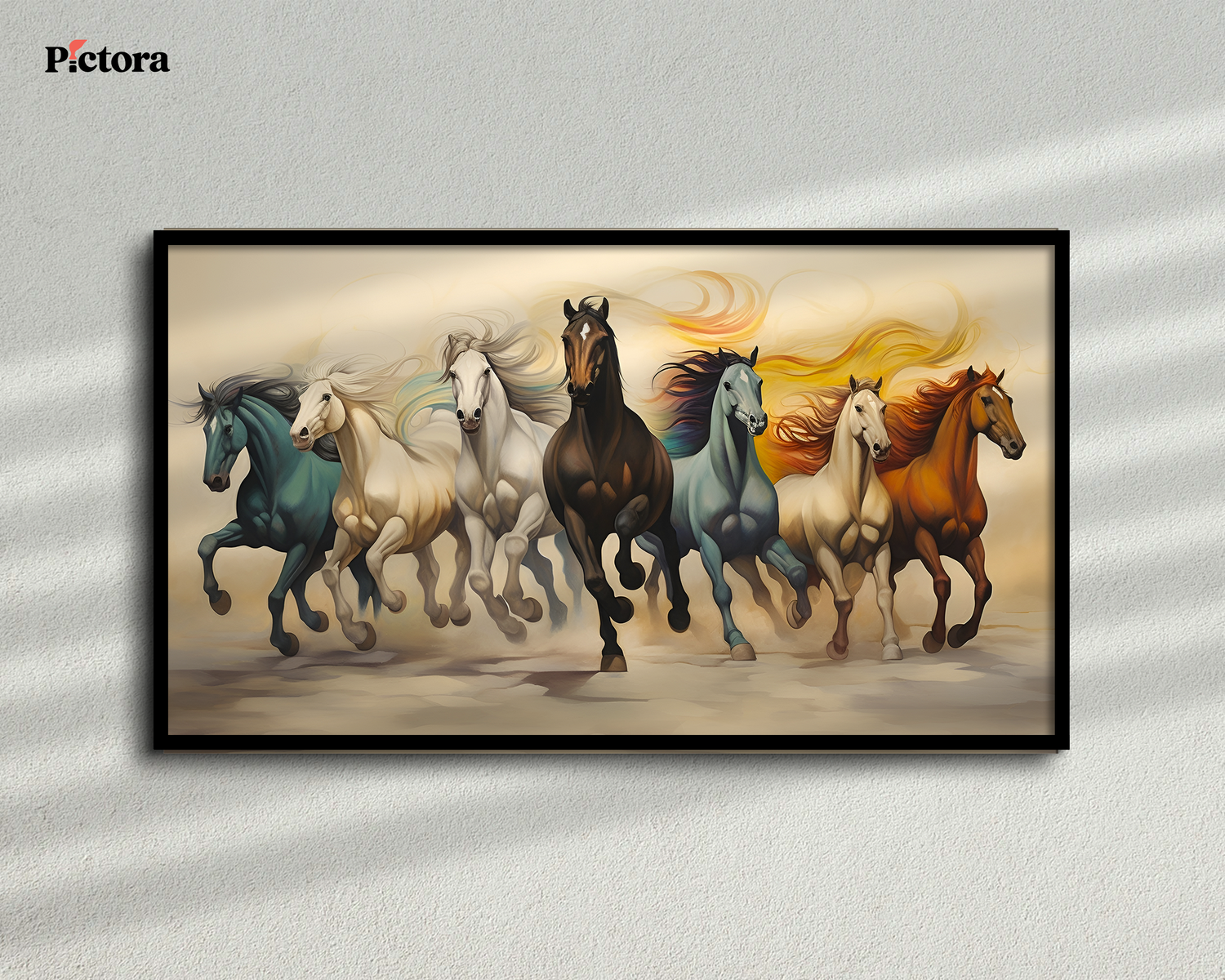 7 Running Horses Painting