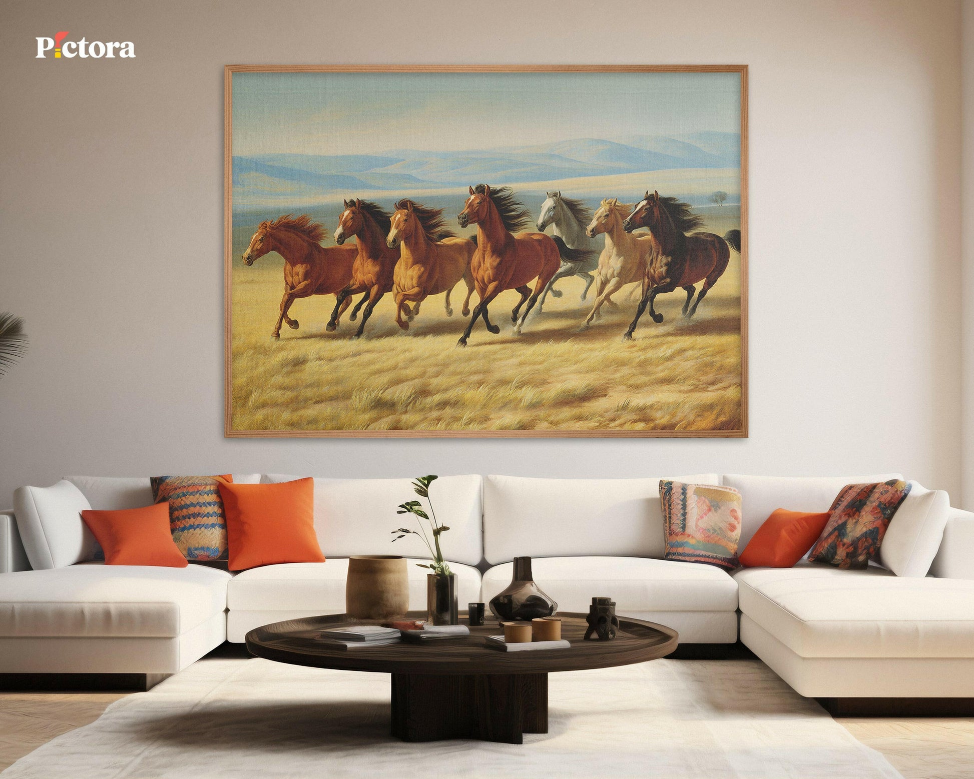 7 running horses Canvas Painting (A003).
