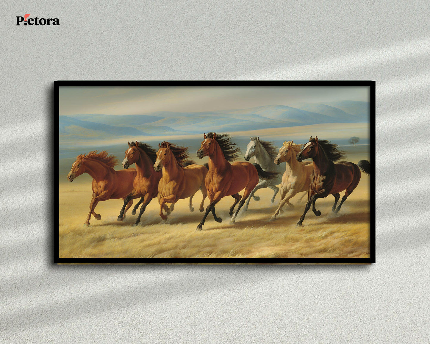 7 running horses Canvas Painting (A003).