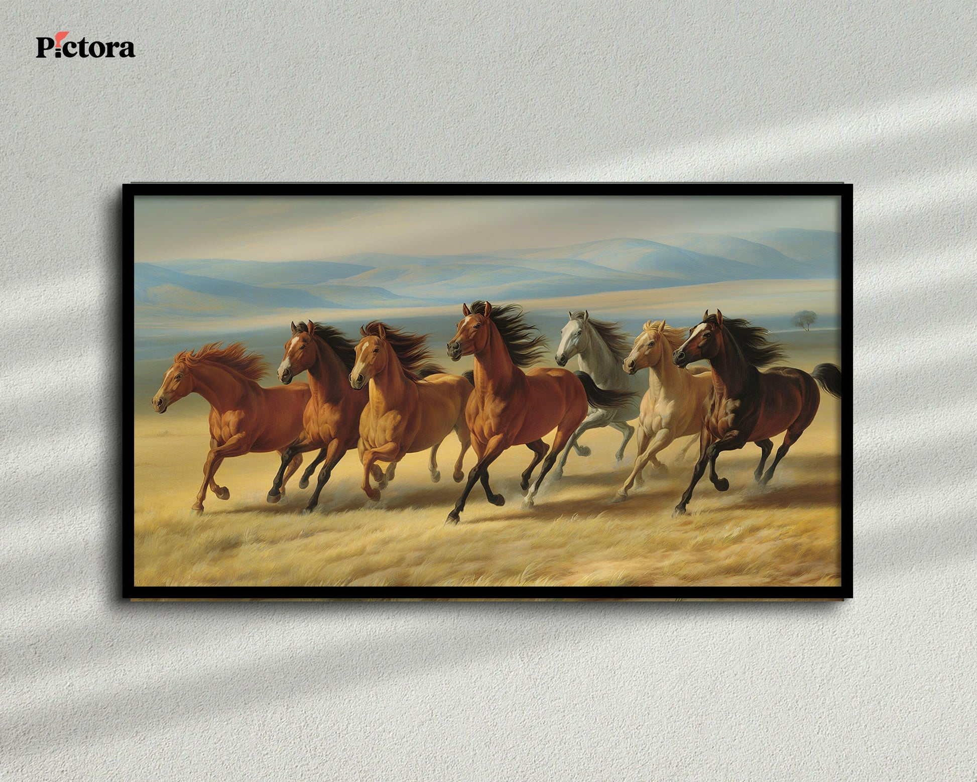 7 running horses Canvas Painting (A003).