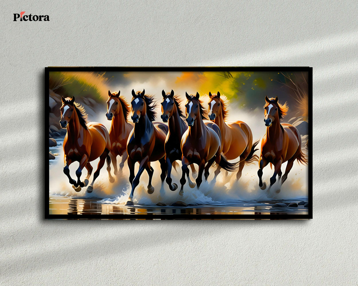 7 running horses Canvas Painting (A006).